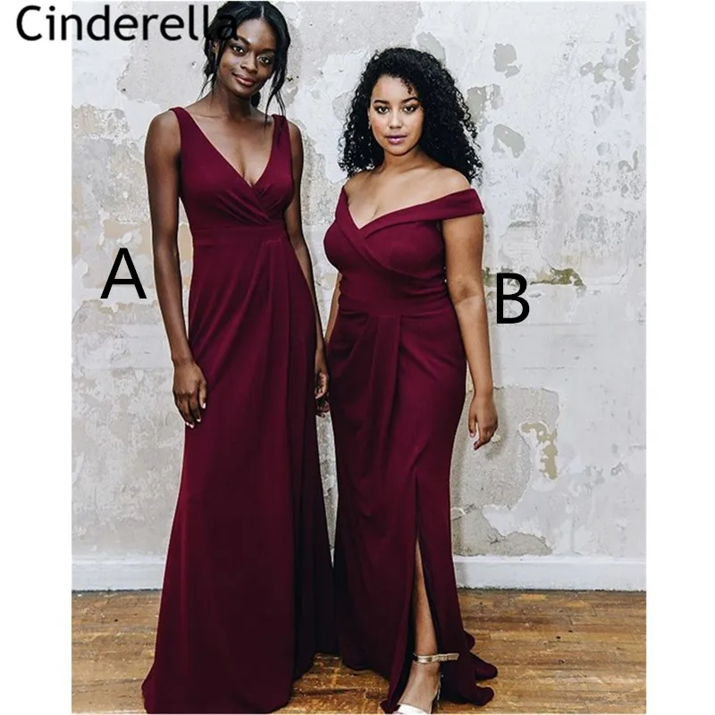 Burgundy Bridesmaid Dresses With Zipper Back African Style Floor Length V-Neck Side Slit Wedding Party Dresses
Burgundy Bridesmaid Dresses With Zipper Back African Style Floor Length V-Neck Side Slit Wedding Party Dresses