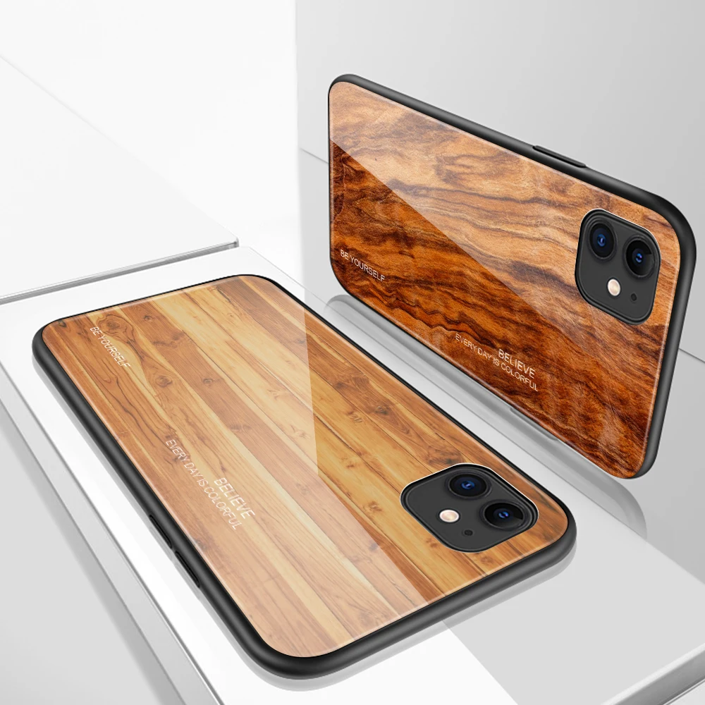 Роскошный чехол для телефона с текстурой под дерево iPhone 11 Pro Max XS XR жесткий из
