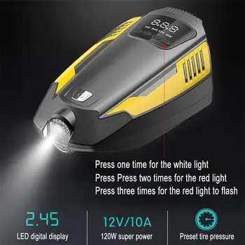 120W 150PSI 40L/min Air Compressor Portable Inflatable Air Pump LED Digital Display For Car Motorcycle Balls Fast Tyre Inflator
120W 150PSI 40L/min Air Compressor Portable Inflatable Air Pump LED Digital Display For Car Motorcycle Balls Fast Tyre Inflator