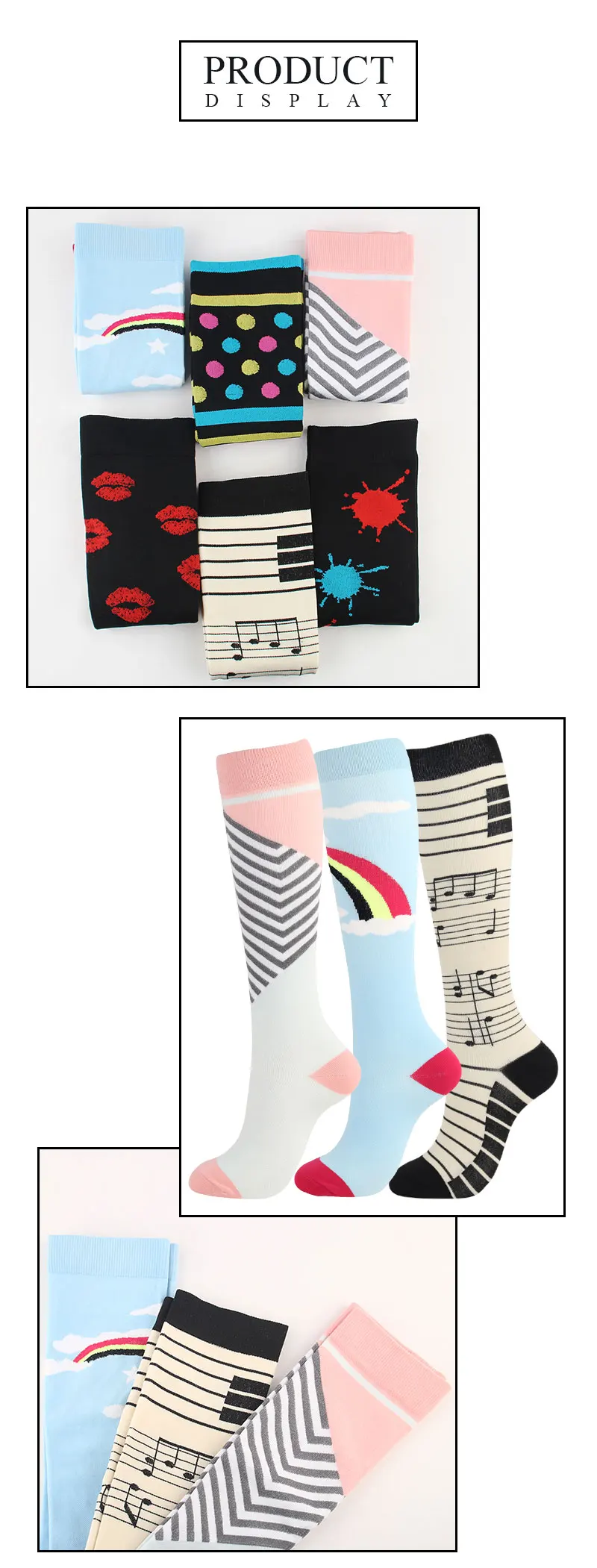 Moda Mulaya Compression Stockings Men/Women Correcting Leg Muscle Pressure and Soothing Rainbow Kiss Music Tall Tube Funny gym Moda Mulaya Compression Stockings Men/Women Correcting Leg Muscle Pressure and Soothing Rainbow Kiss Music Tall Tube Funny gym