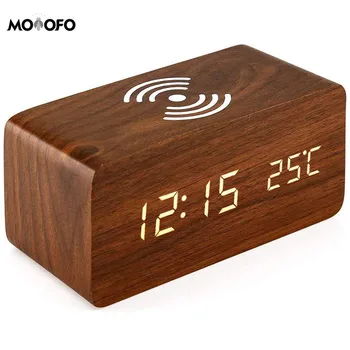 Alarm Clock with for Qi Wireless Charging Pad Compatible with for Iphone Digital Clock LED Wood Sound Control Function Date Time
Alarm Clock with for Qi Wireless Charging Pad Compatible with for Iphone Digital Clock LED Wood Sound Control Function Date Time