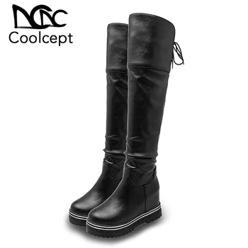 Coolcept Women High Quality Fashion Over The Knee Boots Round Toe Platform Cross Strap Solid Colors Daily Footwear Size 33-43
Coolcept Women High Quality Fashion Over The Knee Boots Round Toe Platform Cross Strap Solid Colors Daily Footwear Size 33-43
