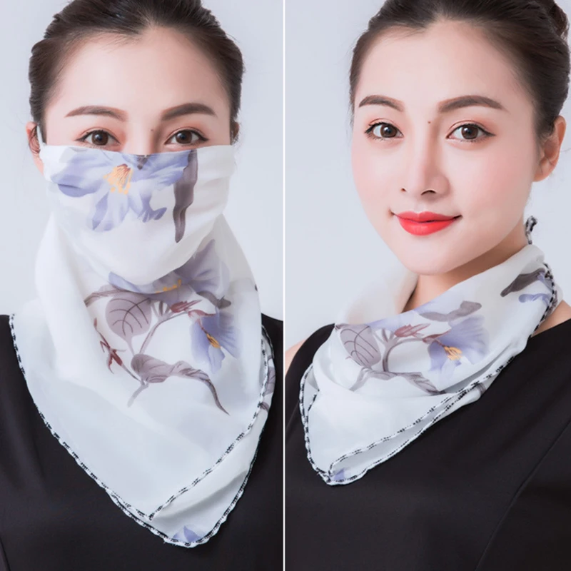 Hot Sunblock triangular-Shaped scarf over neck scarf for women summer ear-hanging scarf thin veil over face scarf