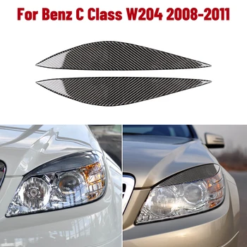 

2* Carbon Fiber Car Headlight Headlamp Eyebrows Eyelids Trim Cover Stickers for Mercedes-benz C class C180\200\260 C300 W204 C63