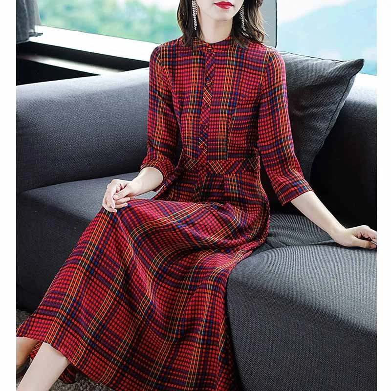 Ozhouzhan 2019 Spring Clothing New Style Women's Stand Collar Single Breasted Slim Fit Plaid Dress over-the-Knee Mid-length A- l
Ozhouzhan 2019 Spring Clothing New Style Women's Stand Collar Single Breasted Slim Fit Plaid Dress over-the-Knee Mid-length A- l