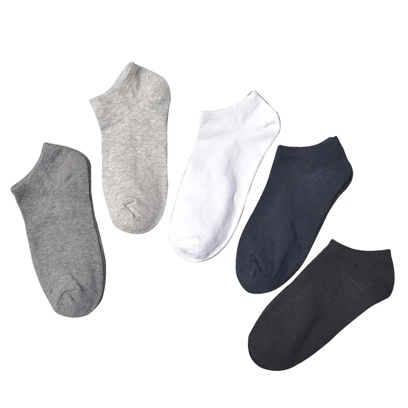 

5 Pairs Summer Men Sock Simple Solid Color Boat Socks Classic Casual Cotton Socks Thin Breathable Short Boat Sock