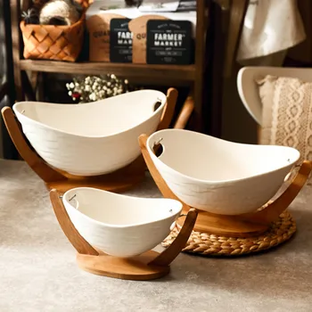 Ceramic Fruit bowl bowl hotel vegetable bowl bamboo stand kitchen desktop art design storage tray WJ71
Ceramic Fruit bowl bowl hotel vegetable bowl bamboo stand kitchen desktop art design storage tray WJ71