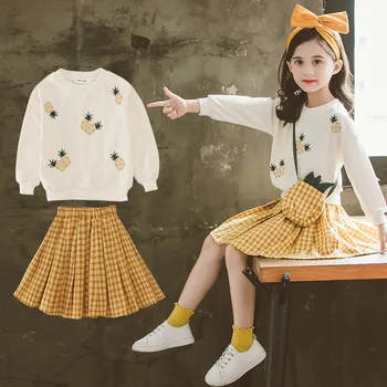 Kids Fashion Girls 2020 Two Piece Skirt Set Fruit Pineapple Print Sweatshirt +plaid Skirts + Slant Bag Back To School Outfit
Kids Fashion Girls 2020 Two Piece Skirt Set Fruit Pineapple Print Sweatshirt +plaid Skirts + Slant Bag Back To School Outfit