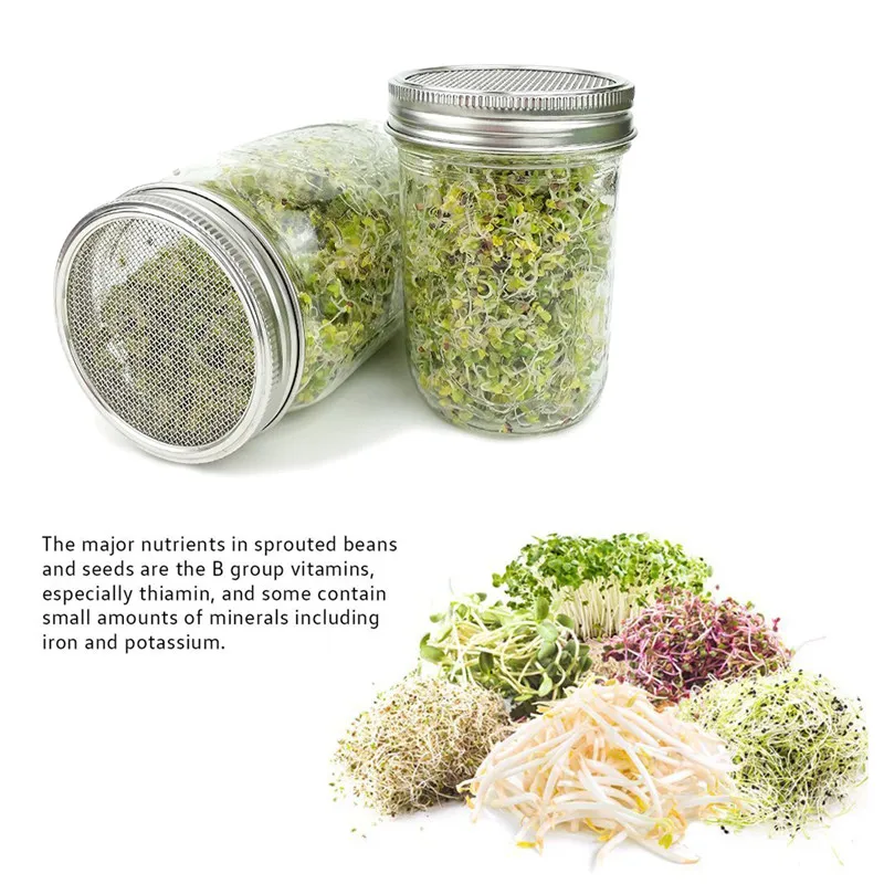 1Set Seed Sprouter Germination Cover Kit Sprouting Mason Jars with Stainless Steel Strainer Lids Stainless Steel Germinator Stan
1Set Seed Sprouter Germination Cover Kit Sprouting Mason Jars with Stainless Steel Strainer Lids Stainless Steel Germinator Stan