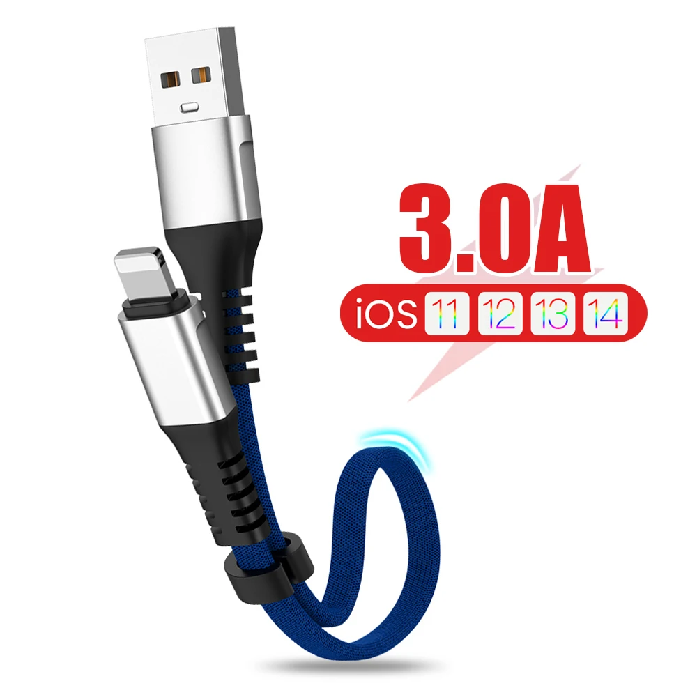 Кабель USB Type-C Micro для iPhone 13 12 11 X XS Max 8 7 6 5s 6s Plus 3A 30 см складной короткий | Мобильные