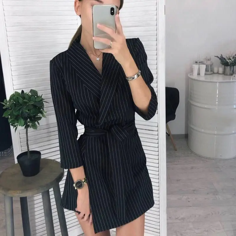 Женское повседневное мини-платье трапециевидной формы с поясом офисное женское