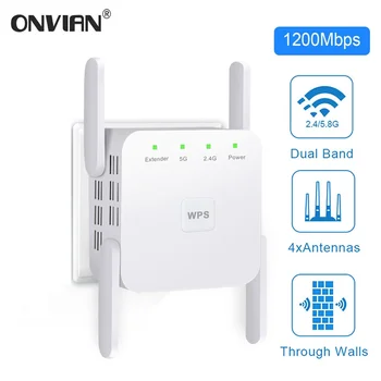Onvian WiFi Repeater 1200Mbps Wireless WiFi Router Dual Band (5GHz+2.4GHz) WiFi Extender Wi-Fi Amplifier Signal Booster Repeater
Onvian WiFi Repeater 1200Mbps Wireless WiFi Router Dual Band (5GHz+2.4GHz) WiFi Extender Wi-Fi Amplifier Signal Booster Repeater