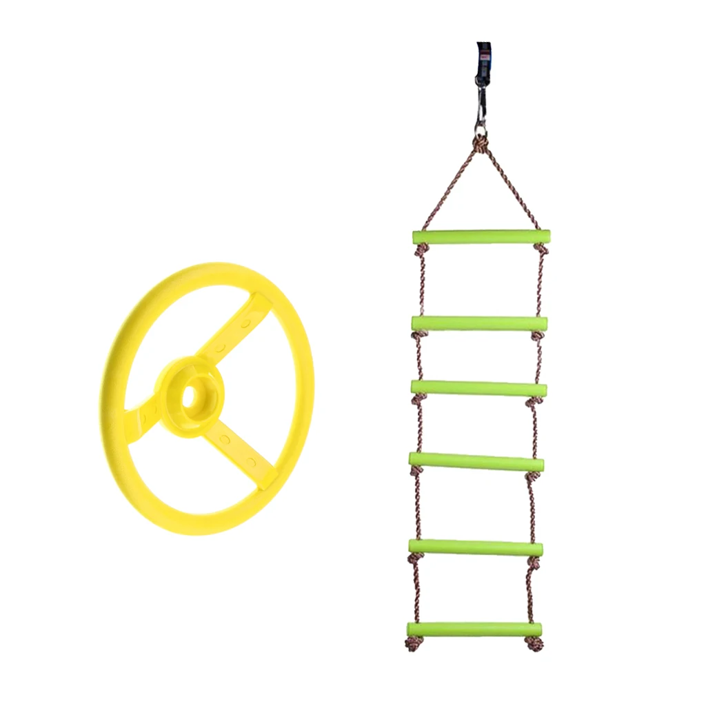 200CM Length 6 Rungs Rope Climbing Ladder & 30cm Diameter Toy Steering Wheel Climbing Frame Holds Playground Park Gym Toy 
200CM Length 6 Rungs Rope Climbing Ladder & 30cm Diameter Toy Steering Wheel Climbing Frame Holds Playground Park Gym Toy