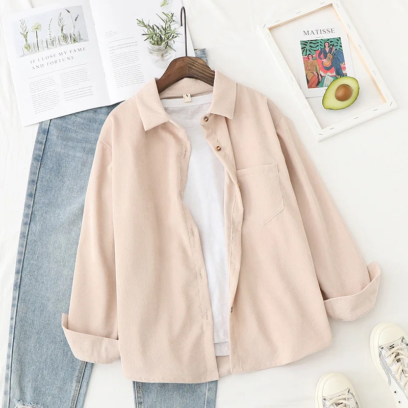 Corduroy Shirts Women Tops Women Blouses Long Sleeve Spring Autumn Ladies Solid Loose Boyfriend Style Shirts for Women Coat 2020
Corduroy Shirts Women Tops Women Blouses Long Sleeve Spring Autumn Ladies Solid Loose Boyfriend Style Shirts for Women Coat 2020