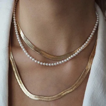 Gold Color Layered Chain Necklace For Women 2020 Clavice Necklaces Snake Chains Imitation Pearl Choker Vintage Jewelry Oraments
Gold Color Layered Chain Necklace For Women 2020 Clavice Necklaces Snake Chains Imitation Pearl Choker Vintage Jewelry Oraments