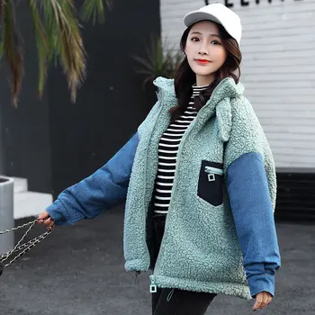 Winter Women's Lambswool Denim Patchwork Coats Stand Collar Drawstring Thicken Female Jackets 2020 Fashion Lace Up Ladies Parkas
Winter Women's Lambswool Denim Patchwork Coats Stand Collar Drawstring Thicken Female Jackets 2020 Fashion Lace Up Ladies Parkas