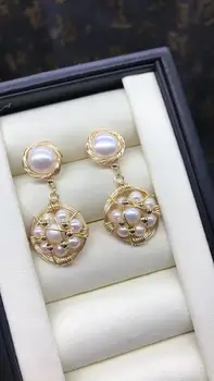 Hand-woven natural pearl earrings,
Hand-woven natural pearl earrings,