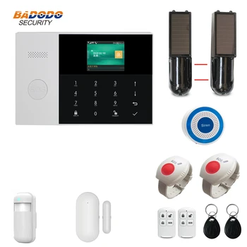 

Wireless WiFi GSM GPRS home Alarm security system with sos emergency panic button solar powered infrared beam sensor (optional)