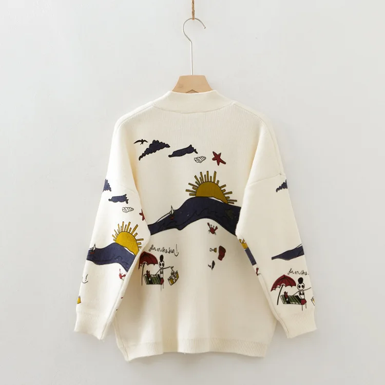 FREE SHIPPING Sweater Cardigan Cute Print JKP4368 FREE SHIPPING Sweater Cardigan Cute Print JKP4368