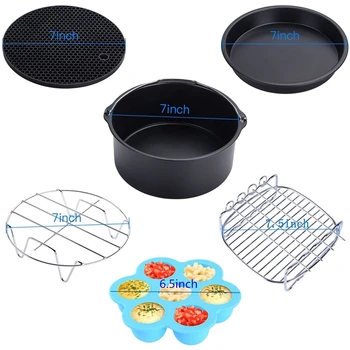6Pcs Air Fryer Accessories for Gowise Phillips and Cozyna, Fit All 3.7QT - 5.3QT with 7 Inch Diameter 
6Pcs Air Fryer Accessories for Gowise Phillips and Cozyna, Fit All 3.7QT - 5.3QT with 7 Inch Diameter