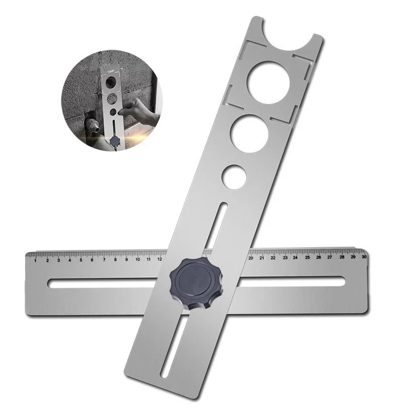 Multi-Functional Stainless Steel Ceramic Tile Hole Locator Ruler Adjustable Punching Hand Tool for House Decorated Work
Multi-Functional Stainless Steel Ceramic Tile Hole Locator Ruler Adjustable Punching Hand Tool for House Decorated Work