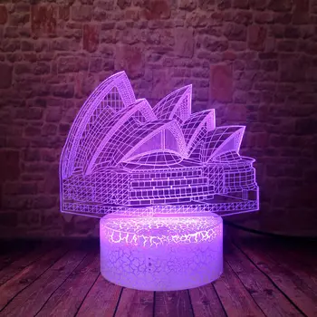 

Flashing Sydney Opera House Model 3D Illusion LED Desk Nightlight Colorful Changing Light action & toy figures gift