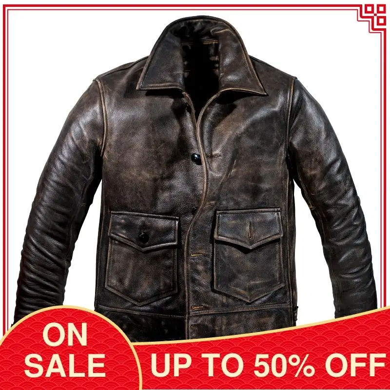 2020 Retro Brown American Style Biker's Genuine Leather Jacket Men Plus Size 4XL Real Cowhide Slim Fit Motorcycle Leather Coat
2020 Retro Brown American Style Biker's Genuine Leather Jacket Men Plus Size 4XL Real Cowhide Slim Fit Motorcycle Leather Coat