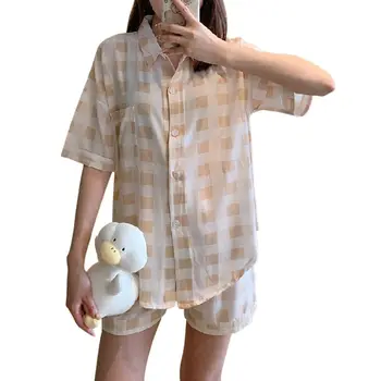 Pajamas Set For Women Summer Waldorf Cotton Plaid Cardigan Shorts Pijama Suit Woman's Home Service Large Size Pijamas Suits
Pajamas Set For Women Summer Waldorf Cotton Plaid Cardigan Shorts Pijama Suit Woman's Home Service Large Size Pijamas Suits