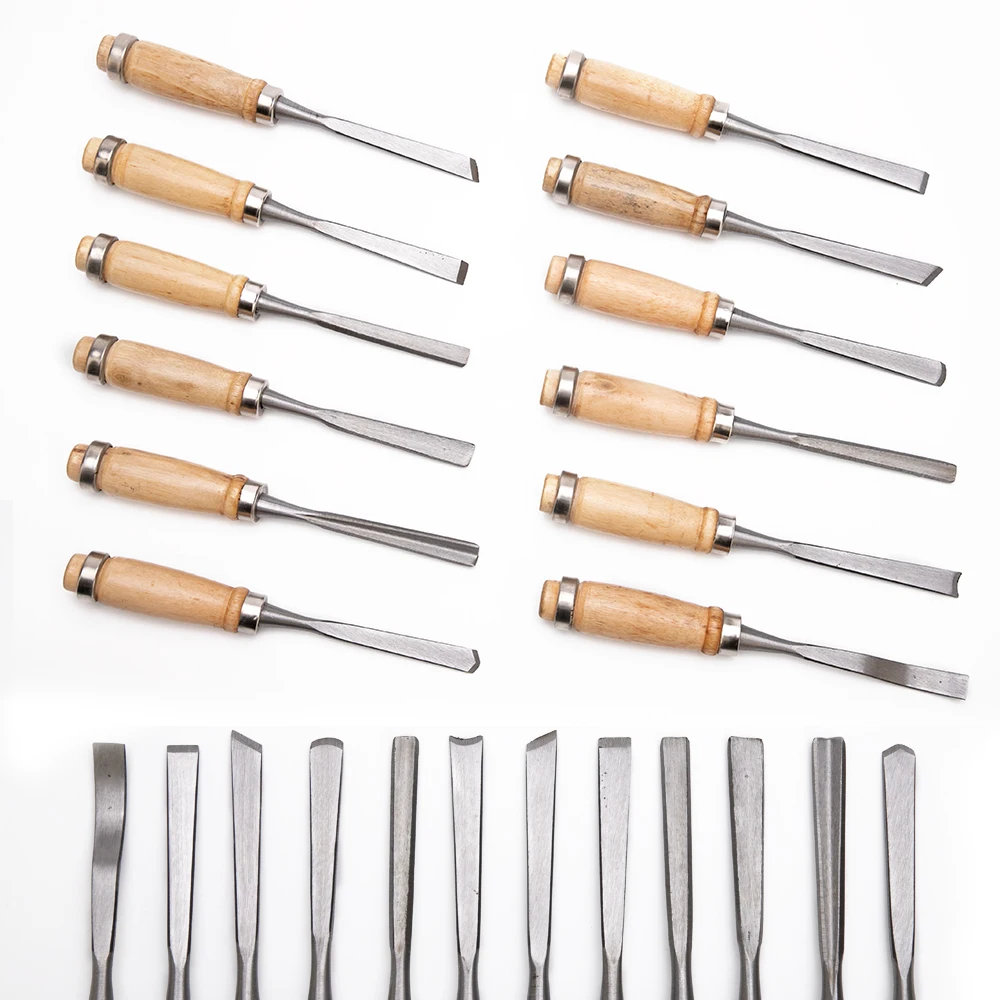 12Pcs/set Manual Wood Carving Hand Chisel Tool Set Woodpecker DIY Hand Tools Woodcut Knife Tool Set Woodworking