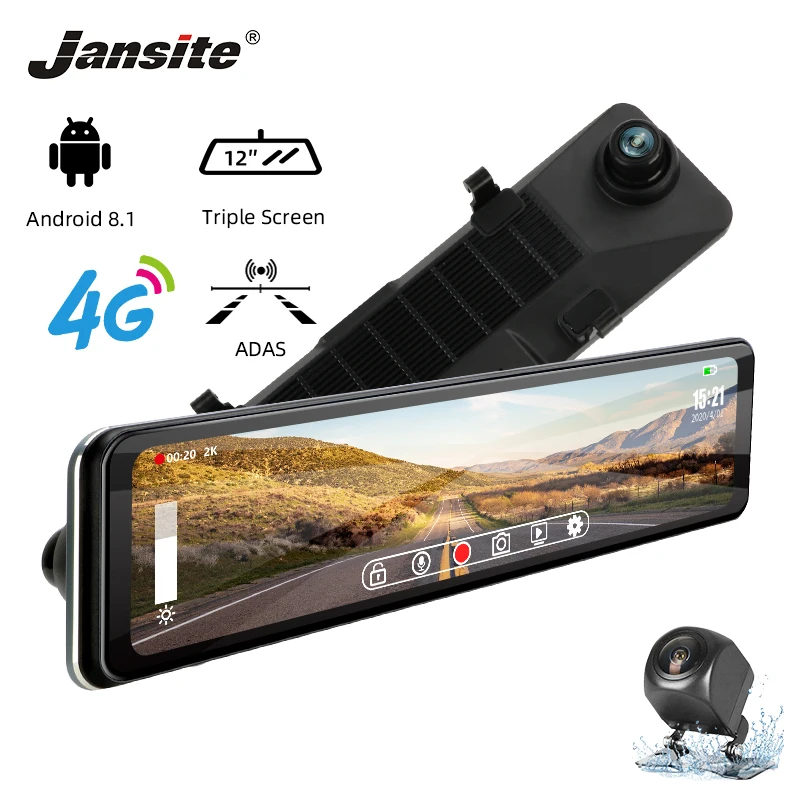 Jansite 12" DVR Dash camera Touch Triple Square Screen Rear View Camera Android 8.1 WIFI GPS 2G+32G Rearview mirror rear cameras
Jansite 12" DVR Dash camera Touch Triple Square Screen Rear View Camera Android 8.1 WIFI GPS 2G+32G Rearview mirror rear cameras
