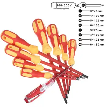 9pcs Screwdriver Set 8*Screwdriver +1*Voltage Tester Pen 100-500V Multifunction Insulated Screw Driver Repair Hand Tool Kit
9pcs Screwdriver Set 8*Screwdriver +1*Voltage Tester Pen 100-500V Multifunction Insulated Screw Driver Repair Hand Tool Kit