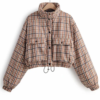 women winter plaid parker 2019 fashion girls stand high collar buttons long sleeve pockets female warm cotton short jackets
women winter plaid parker 2019 fashion girls stand high collar buttons long sleeve pockets female warm cotton short jackets