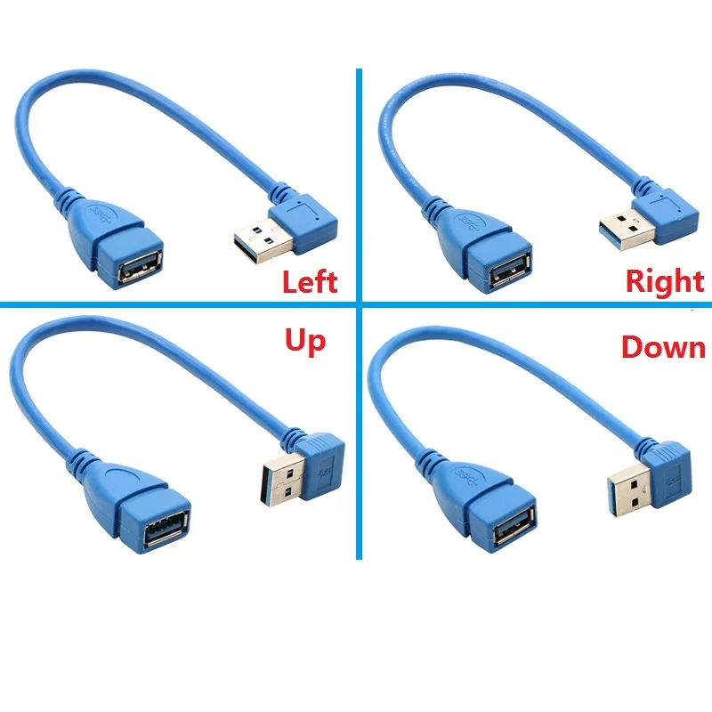 Кабель-удлинитель с двумя штекерами USB 3 0 и правым углом 90 градусов | Электроника