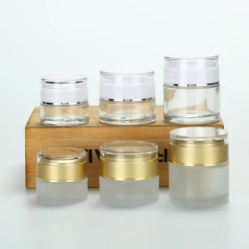 20G Frosted Glass Cream Jar cosmetic jar with gold cap EyeShadow Makeup Face Cream Skin Care Empty cosmetic container 
20G Frosted Glass Cream Jar cosmetic jar with gold cap EyeShadow Makeup Face Cream Skin Care Empty cosmetic container
