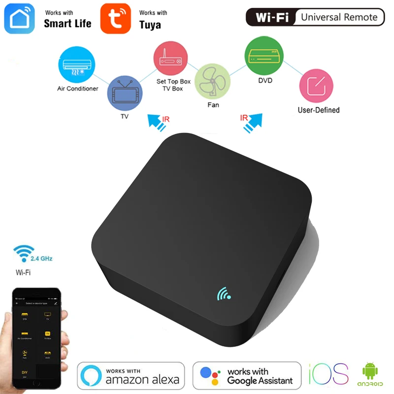 IR Remote Control Smart wifi Universal Infrared Tuya for smart home Control for TV DVD AUD AC Works with Amz Alexa Google Home
IR Remote Control Smart wifi Universal Infrared Tuya for smart home Control for TV DVD AUD AC Works with Amz Alexa Google Home