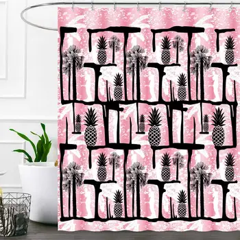 Waterproof Bathroom Shower Curtain Sets with Plastic Hooks Pink Pineapple
Waterproof Bathroom Shower Curtain Sets with Plastic Hooks Pink Pineapple