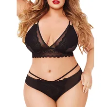 Mulheres sexy conjunto de sutiã plus size senhoras sexy rendas confortável poliéster pijamas roupa interior topos cuecas define lenceria biquini b4(China)