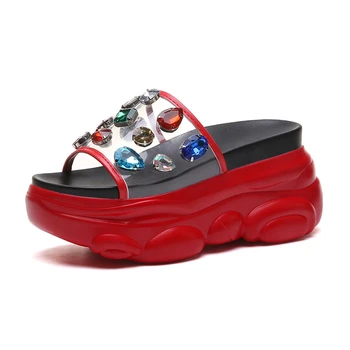 Women Chunky Platform Slippers Luxury Designers 9cm High Heels Slides Summer Outside Dress Ladies Shoes Woman Rhinestone Slipper
Women Chunky Platform Slippers Luxury Designers 9cm High Heels Slides Summer Outside Dress Ladies Shoes Woman Rhinestone Slipper