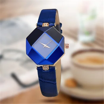 Women Watches Gem Cut Geometry Crystal Leather Quartz Wristwatch Fashion Dress Watch Ladies Gifts Clock Relogio Feminino 5 color 
Women Watches Gem Cut Geometry Crystal Leather Quartz Wristwatch Fashion Dress Watch Ladies Gifts Clock Relogio Feminino 5 color