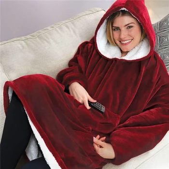 Winter Warm TV Pocket Hooded Blankets Adults Bathrobe Sofa Cozy Blanket Solid Plush Coral Fleece Wearable Blankets Outwears
Winter Warm TV Pocket Hooded Blankets Adults Bathrobe Sofa Cozy Blanket Solid Plush Coral Fleece Wearable Blankets Outwears