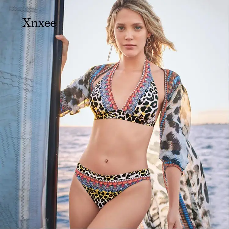 

Ladies Tunics Swimsuit Cover Ups Swimwear 2020 Beach Cover Up Bikini Cover Up Women Leopard Cardigan Summer Swimsuits Dress