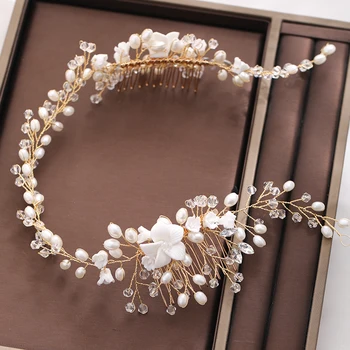 Handmade Gold Pearl Hair Combs Crystal Rhinestone Bridal Headpiece For Wedding Hair Accessories Two Combs Hairbands
Handmade Gold Pearl Hair Combs Crystal Rhinestone Bridal Headpiece For Wedding Hair Accessories Two Combs Hairbands