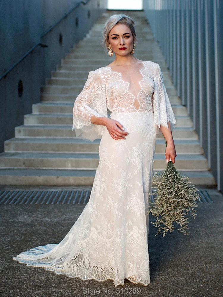 High Quality Gorgeous Soft Lace V Neck Plunging Back Robe De Mariage Bridal Gowns Custom Made Wedding Dresses
High Quality Gorgeous Soft Lace V Neck Plunging Back Robe De Mariage Bridal Gowns Custom Made Wedding Dresses