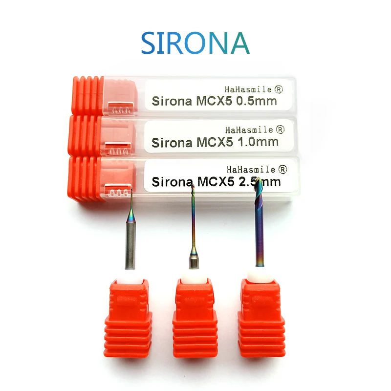 0.5/1.0/2.5mm Sirona Dental Milling Bur Color Coating For MCX 5 Tungsten Carbide Cutter For Cuting Zirconia PMMA And Wax
0.5/1.0/2.5mm Sirona Dental Milling Bur Color Coating For MCX 5 Tungsten Carbide Cutter For Cuting Zirconia PMMA And Wax