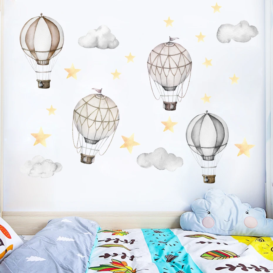 Мультяшные воздушные шары с облаками и звездами наклейки искусство съемные