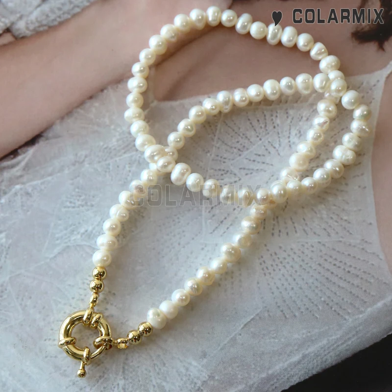 

4Pcs Tiny pearl necklace Sailer clasp necklace Pearl collar necklace for women mix size jewelry fashion accessoris 9752