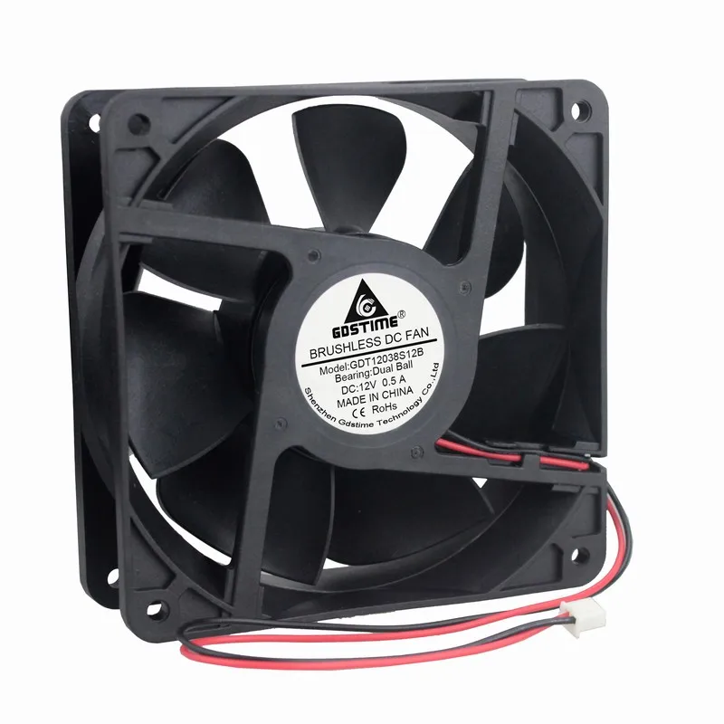 Gdstime 12038 2 Pin 120mm Radiator Ball Bearing Brushless DC Cooling Cooler Fan 12V 120x120x38mm | Компьютеры и офис