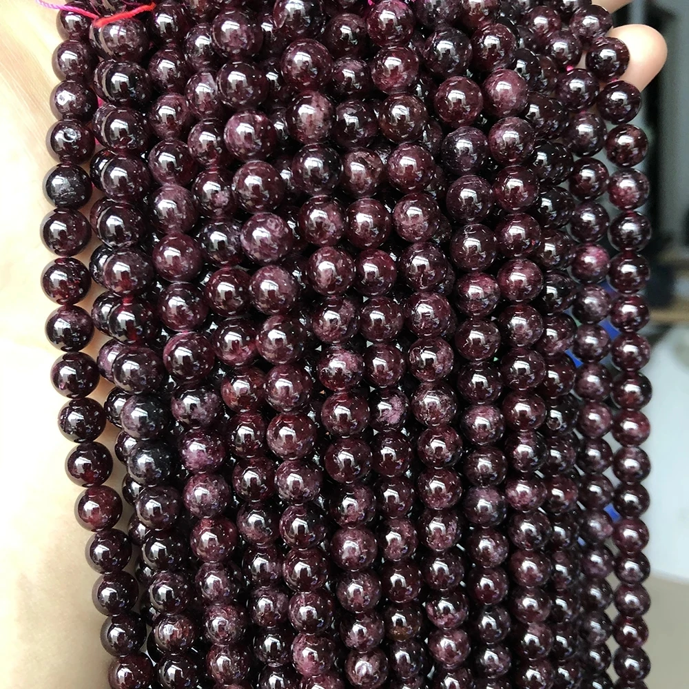 

Natural Dark Red Garnet Round Loose Stone Beads For Jewelry Making 15.5" 4.6.8.10.12mm DIY Making Bracelets Necklace Jewellery