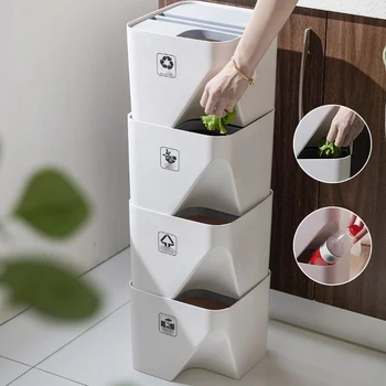 Kitchen Trash Can Recycle Bin Stacked Sorting Trash Bin Household Dry And Wet Separation Waste Bin Rubbish Bin for Bathroom 1pc
Kitchen Trash Can Recycle Bin Stacked Sorting Trash Bin Household Dry And Wet Separation Waste Bin Rubbish Bin for Bathroom 1pc
