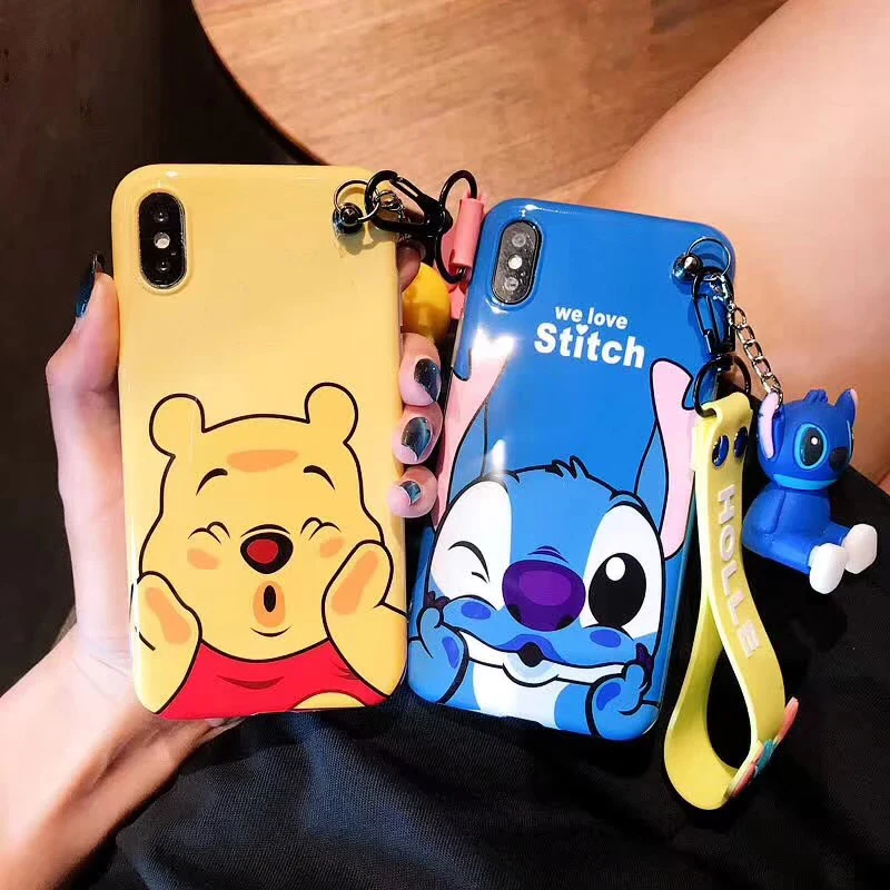 Lovely Winnie Stitch Stitch Cover Case for iPhone XS Max XR X 6 6S 7 8 Plus Cute Soft silicone Stand Duck Daisy Coque Lanyard
Lovely Winnie Stitch Stitch Cover Case for iPhone XS Max XR X 6 6S 7 8 Plus Cute Soft silicone Stand Duck Daisy Coque Lanyard